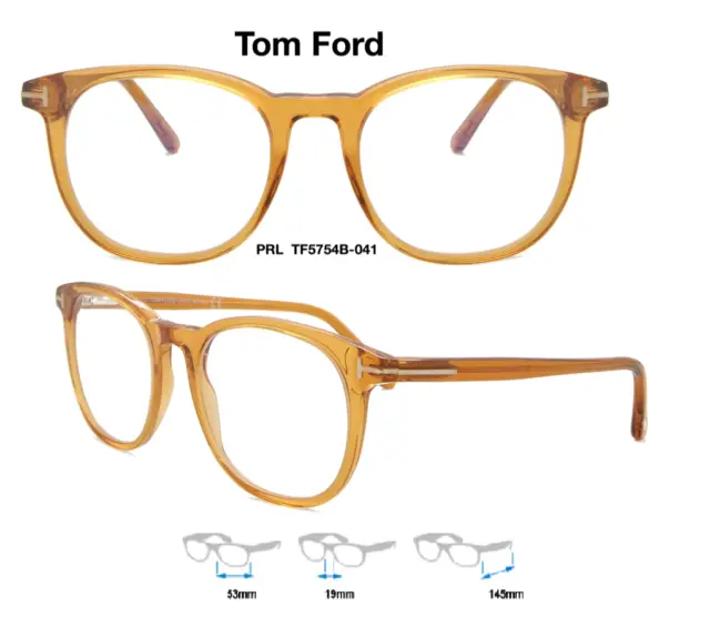 Tom Ford FT 5754-B 041 Eyeglass Frames Transparent Honey TF 5754-B 041 Brand New