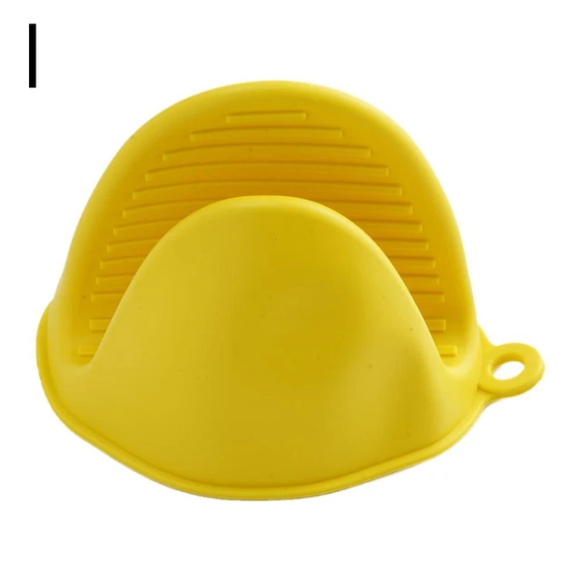 Yellow Silicone Pot Holders Mini Oven Mitt Kitchen Heat Resistant Fingers Grips