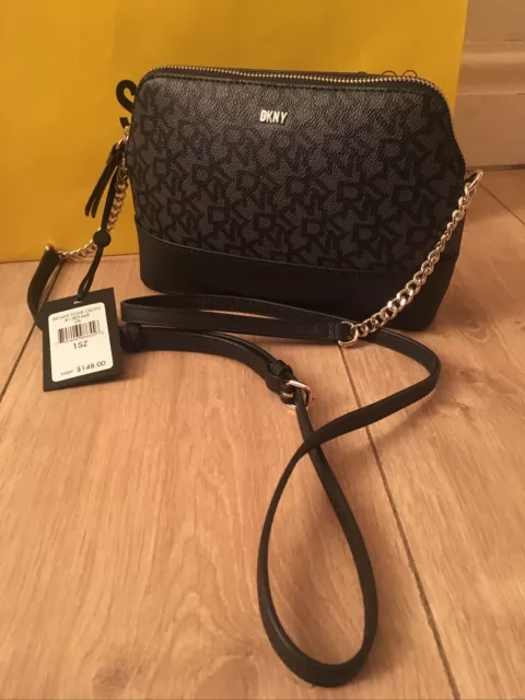 New DKNY BRYANT PARK Black Dome Leather Satchel Bag.$350.00.100%Authentic