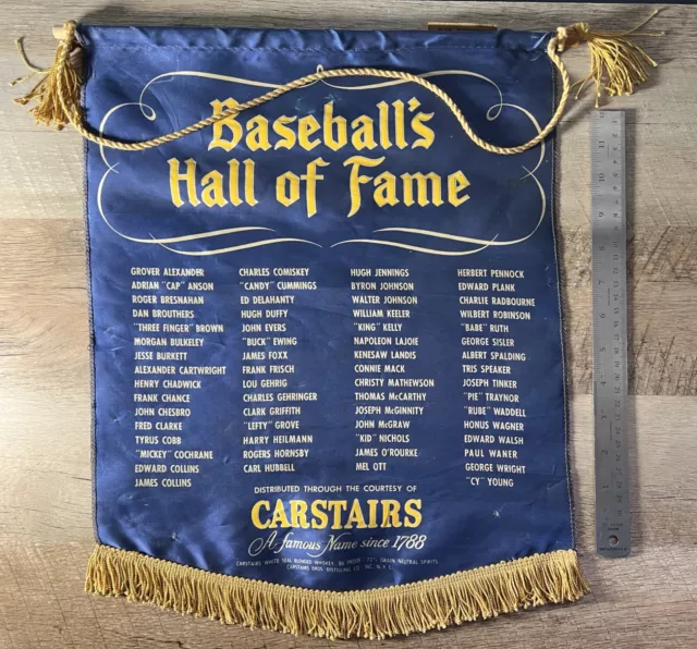 c. 1952 1953 Vintage "Carstairs Whiskey" Baseball Hall of Fame Banner Pennant