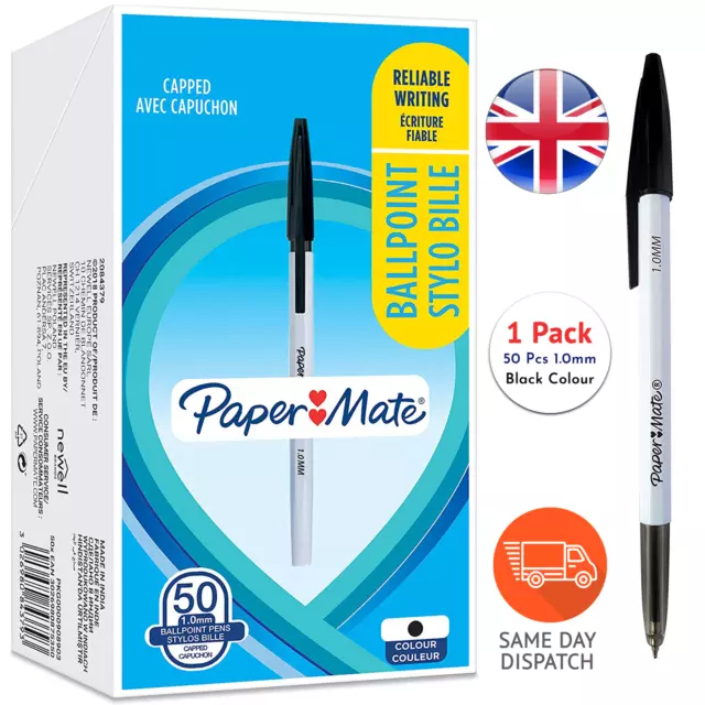 5 x Paper Mate InkJoy Rollerball Pens Papermate Pens Black Ink 0.5mm  SUPERDEAL !