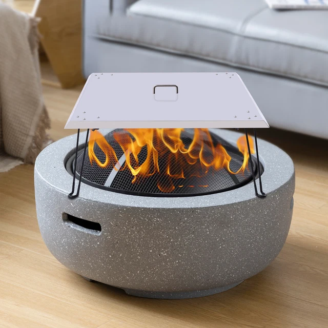 30*30*13 inch Modern Fire Pit Burner Cover w/ Folable Leg Stainless Steel+Handle