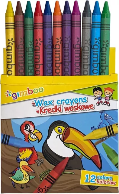 gimboo Wachsmalkreiden Wachsmalstifte 12 Stück/Mischfarben/Nicht Kklebrig