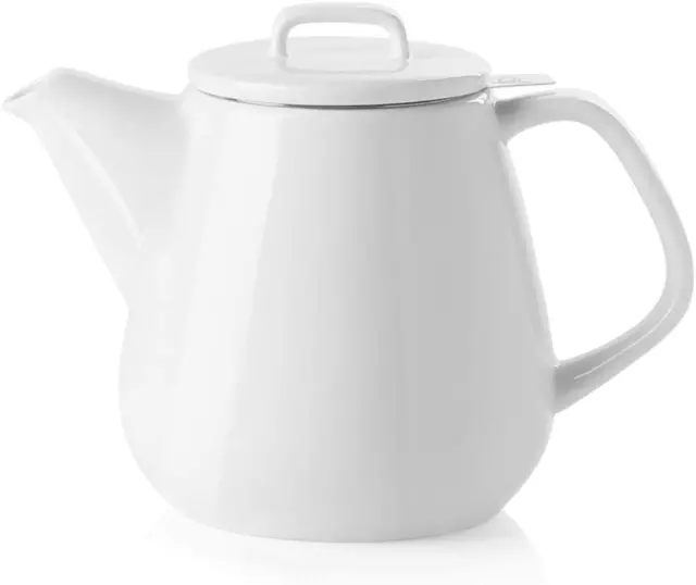 Ceramic Teapot, Large Tea Pot with Stainless Steel Infuser, 40 Ounce, Blooming &