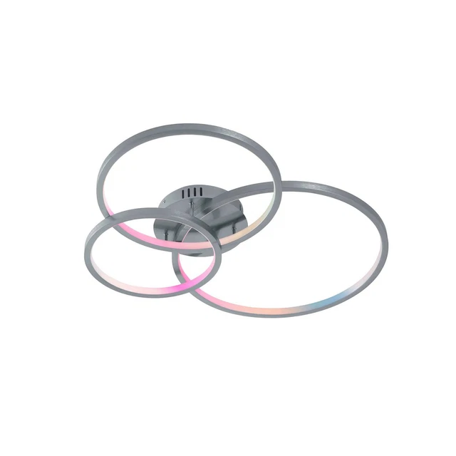 Lampada da soffitto LED Geskela 3 anelli Lindby RGBW CCT WiZ Smart App controllabile nichel