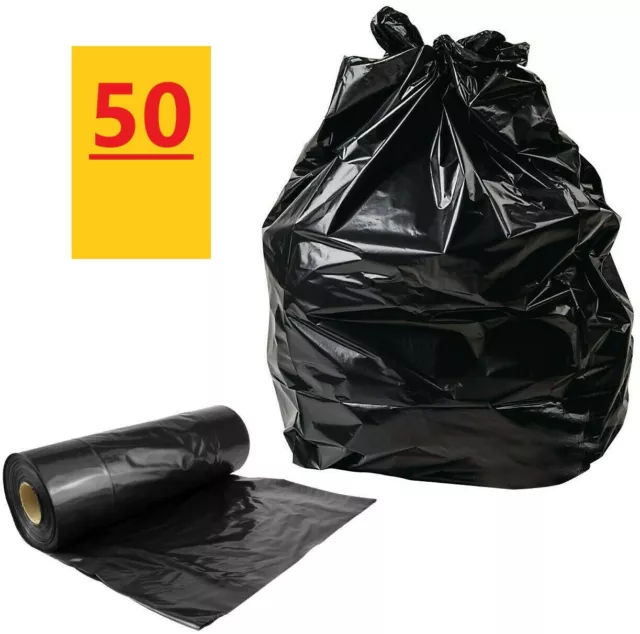 50 x 70L HEAVY DUTY BIN LINERS Black Waste Refuse Extra Strong Bags