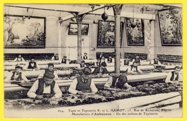 cpa ATELIER de TAPIS et TAPISSERIE d'AUBUSSON "HAMOT" 75 rue de RICHELIEU PARIS