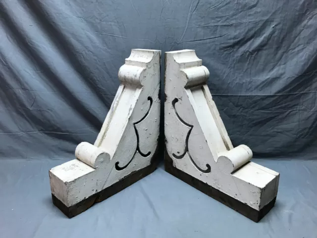 Pair Antique Shabby Victorian Wood Corbels Gingerbread VTG Old Chic 1152-23B