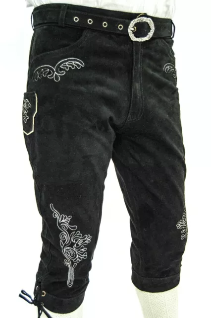 *Neu* Herren Trachten Lederhose Kniebund aus Ziegen Suede Leder Schwarz Gr.48
