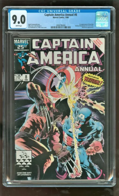 Cgc 9.0 Captain America Annual #8 Marvel Comics 1986 1St Appearance Overrider