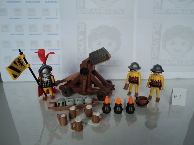 PLAYMOBIL vintage médiéval chevaliers soldats catapulte set