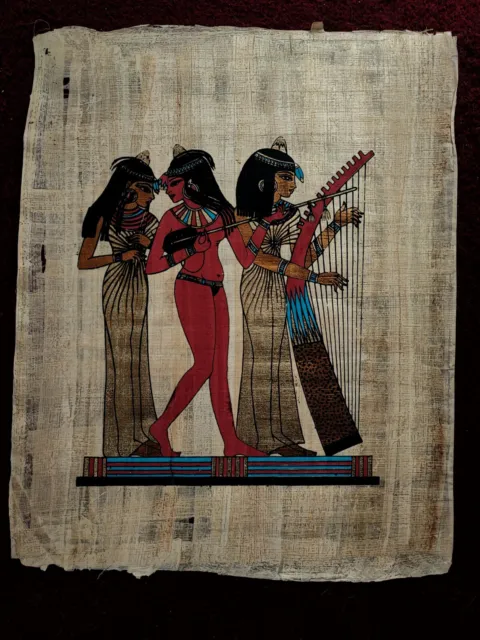 Papyrus-Gemälde, Musikerinnen, handgemalt in Ägypten ca. 1984