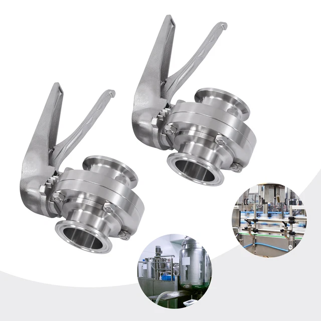 2 * Butterfly Valve 304 Stainless Steel Tri Clamp Beverage Industry Valve HOT