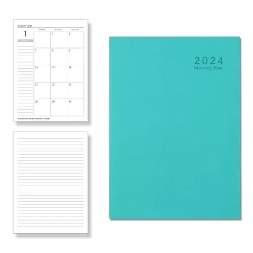 Bloc-notes de Calendrier Mensuel 2024 Calendrier Académique Mensuel de 12 Moi...