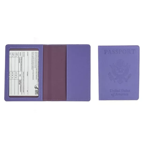Krediz Leather Passport Holder with Vaccine Card Slot - Purple 2
