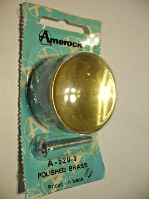 Vintage Nos 1-1/2" Brass Drawer Knobs Concave Face Cabinet Door Pull Amerock 520
