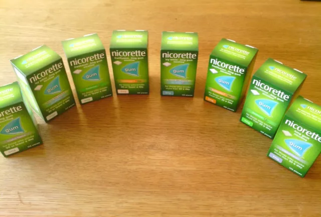 NICORETTE CHEWING GUM X 210 Pieces - 2 Boxes X 105 (Choose Strength and Flavour)