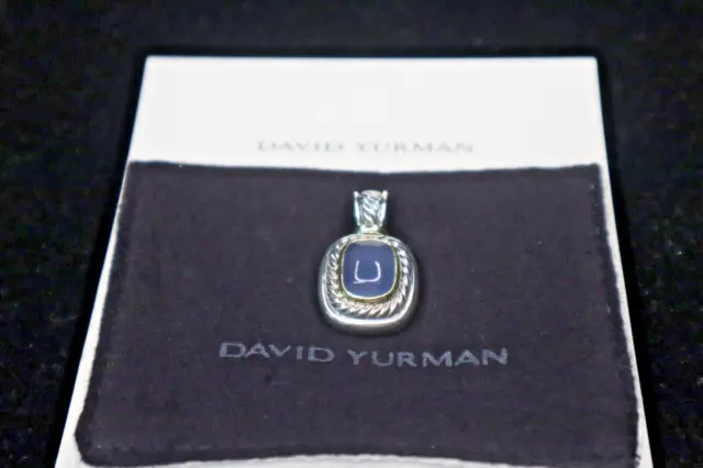 David Yurman 925 & 14k Gold Chalcedony Albion Pendant Hinged Bale