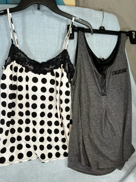 Lot of 2 Womens Size Small Tank Tops Express Grey with Faux Leather, the Limited