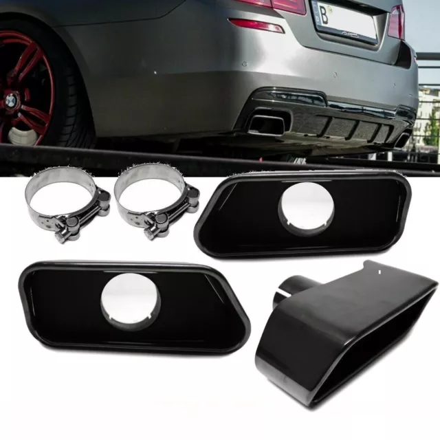 Noir Conseils D'Échappement Kit Carré + Accessoire Compatible pour BMW 5er F10