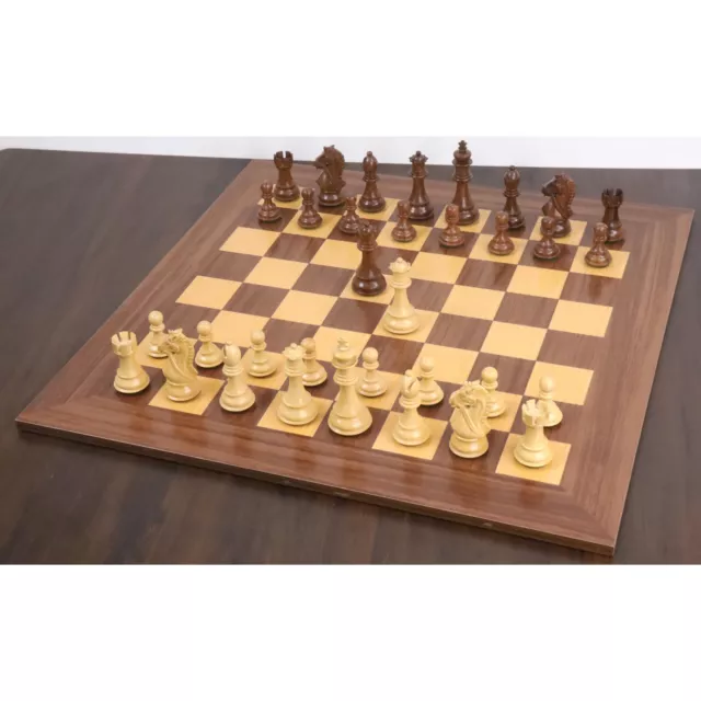 4" Bridle Staunton Luxury Chess Pieces Only set - Golden Rosewood & Boxwood 3