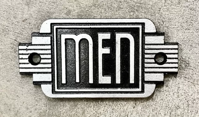 MEN Classic Art Deco Cast Iron Bathroom Sign, 2.25” x 4.75”