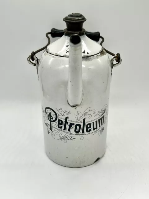 Antique Petroleum Gas Gasoline Can Tank Porcelain Enamel Advertising Very Rare!