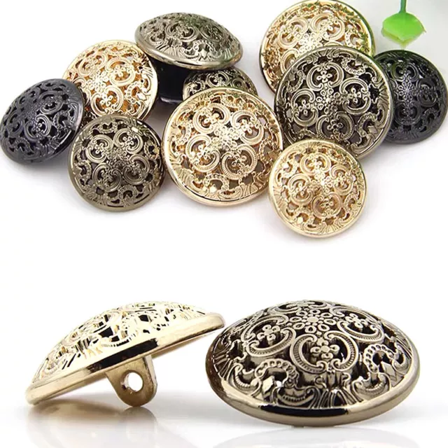 10Pcs Hollow Carved Metal Button Round Buttons DIY Sewing Clothes Pants Craft