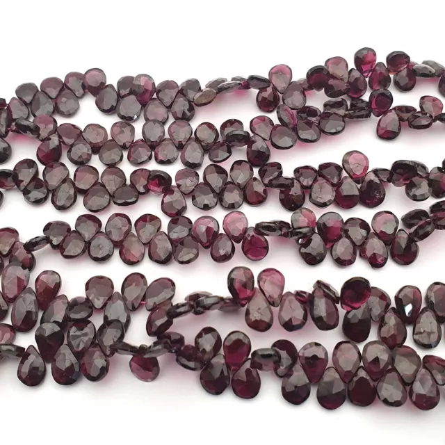 Garnet Pear Shape Beads Faceted Briolette Natural Garnet Beads 6-10MM 98CT 8Inch