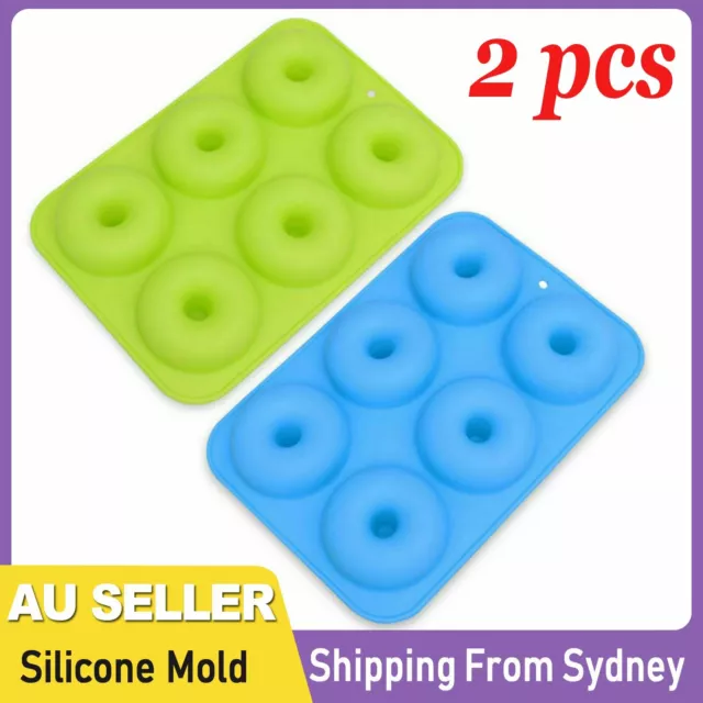 2pcs Silicone Donut Mold Muffin Chocolate Cake Cookie Doughnut Baking Mould Tray