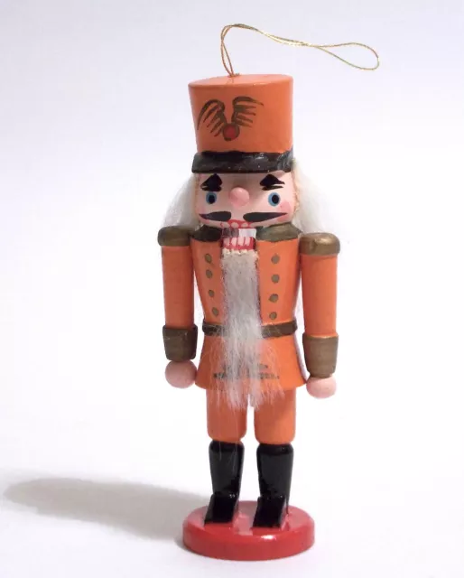 Soldato Schiaccianoci Ornamentale Miniature Nutcracker Arancione - Vintage 1970