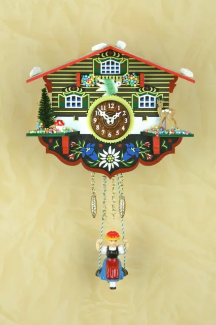 German Black Forest swing cuckoo clock with Quartz movement and cuckoo