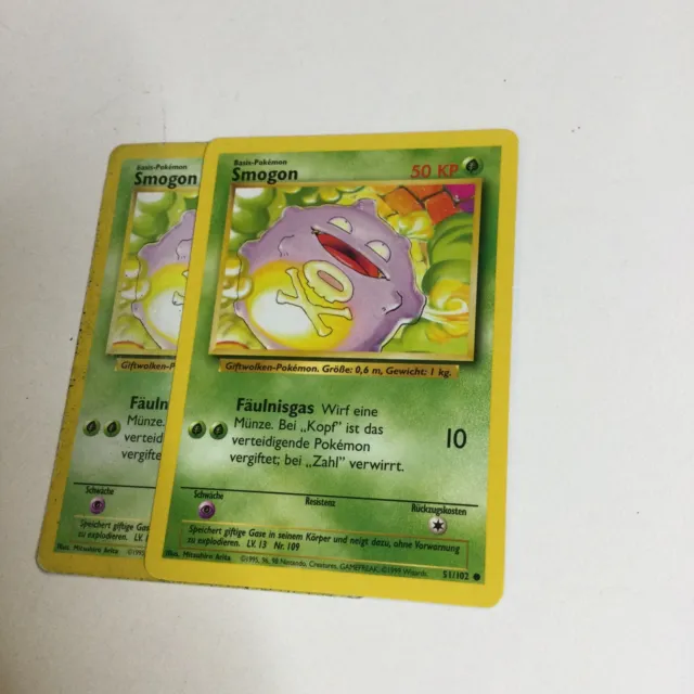 2X German Pokemon Card Smogon Koffing 51/102 Germany