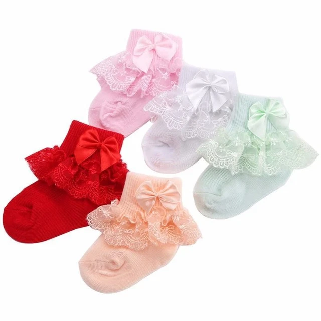 Neonati Bambino Calzini Cotone Battesimo Inverno Increspato Maglia Ginocchio Lac 2