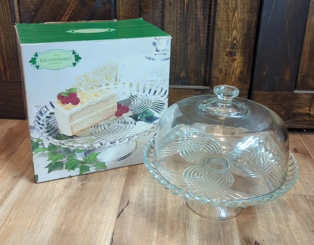 The Enchantment Indiana Glass Footed Cake Plate with Glass Dome USA