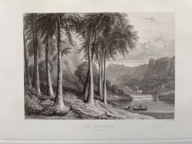 1836 Antique Print; New Weir, River Wye, Symonds Yat, Herefordshire after D. Cox