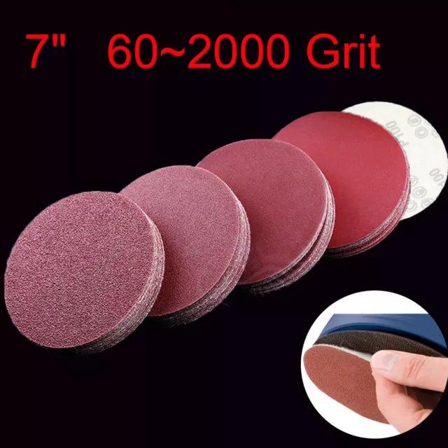 10/25pcs 7" Sanding Discs Sander Pads Hook and Loop Sandpaper 60~2000 Grit 180mm