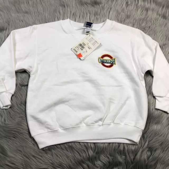 Vintage Kids Oshkosh Bgosh White Crewneck Sweater Made USA