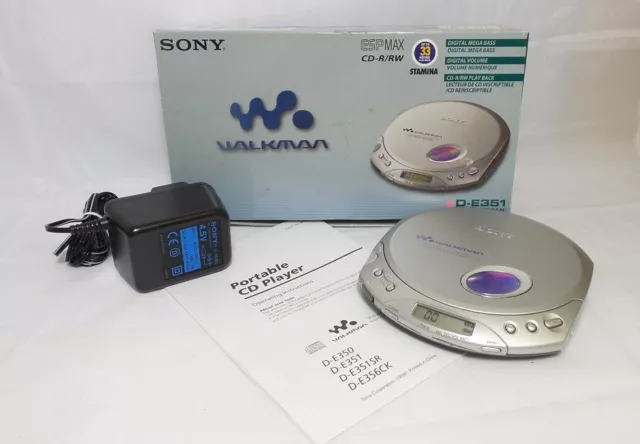 ソニー D-E351 シルバー CD ウォークマン ポータブル CD プレーヤー Sony DE351 Silver CD Walkman Portable CD Player - Silver (D