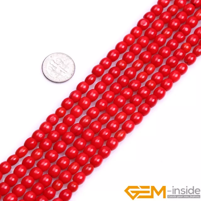 Red Coral Gemstone Freeform Nugget Loose Spacer Heishi Beads Strand 15" DIY UK