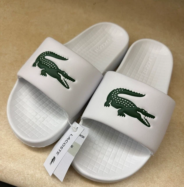 Lacoste Women Sandals Flip-Flops Croco Slide Sandals White size 8 Brand new