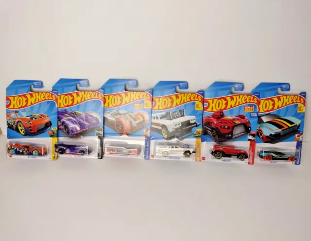 Hot Wheels Car Lot of 6 La Fasta Electrack Drone Duty Racing Cars NEW SEALED