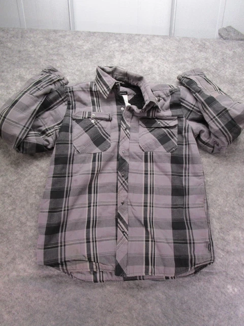Dickies Jacket Mens large Shacket Sherpa Fleece lined Shirt Thick gray plaid