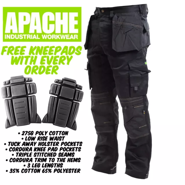 Apache Work Trousers - Knee-Pad & Twill Holster Pockets Free Kneepads