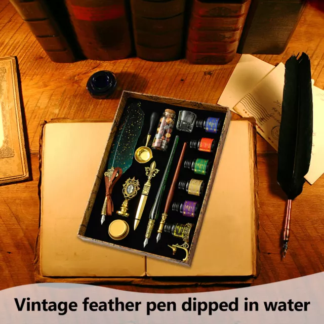 D3# Exquisite Feder Dip Pen Kit Schreibwaren Kalligrafie Stift Wachs für Zuhause