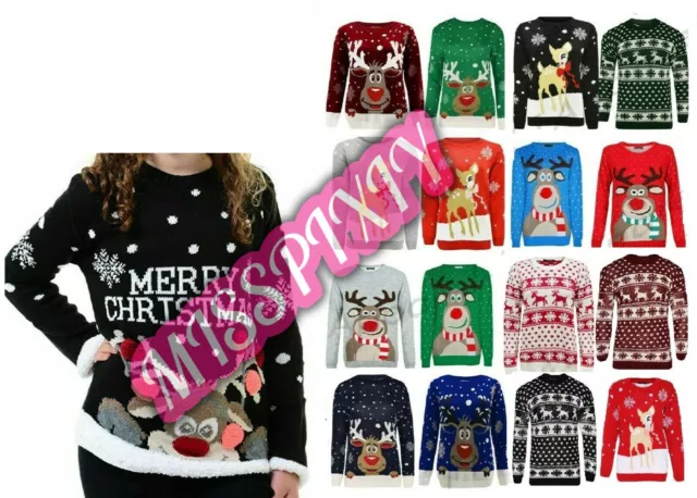 Children's Boys Girls Xmas Christmas Kids Winter Sweater Knitted Retro Jumper