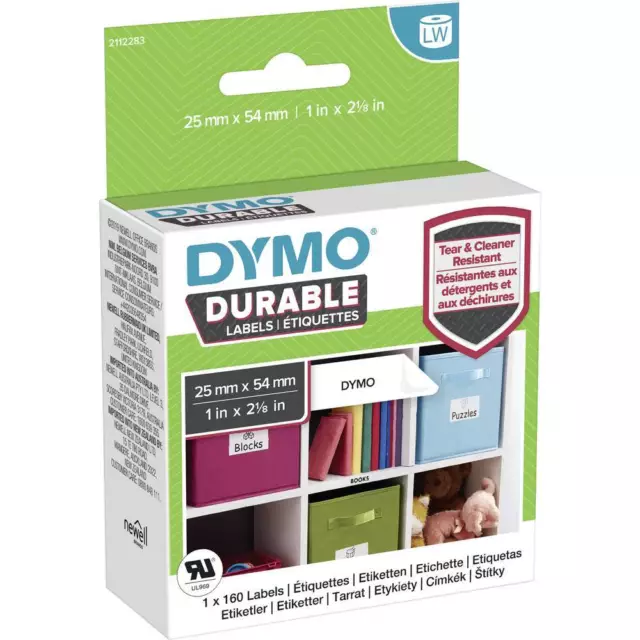 DYMO Rouleau détiquettes 54 x 25 mm film polypropylène blanc 160 pc(s) fixation