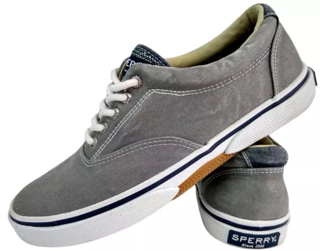 SPERRY MEN HALYARD CVO Saturate Canvas Boat Shoes Blk NIB Laceless