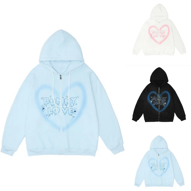 Felpe con Cappuccio da Donna Traspirante Cuore E Lettere Stampato for Ragazze