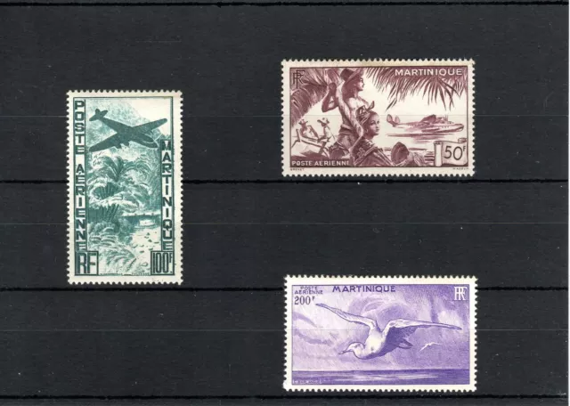 Timbre Martinique France Colonie 1947 Pa N°13/15 Neuf* Mh